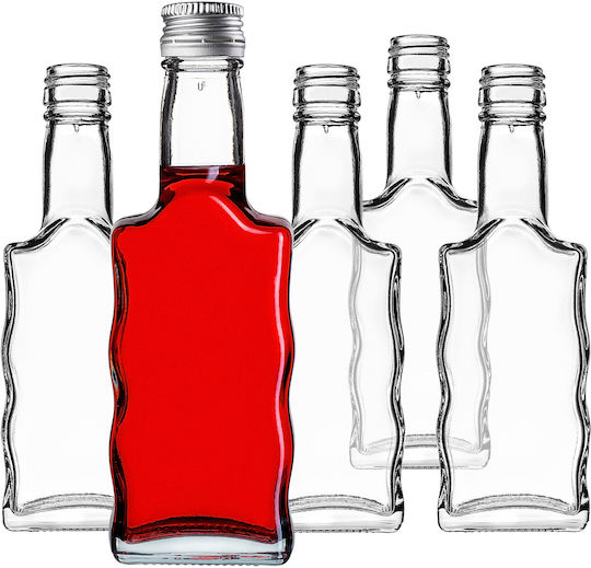 Glass 200ml Liqueur Bottle Silver Cap 1 Pc