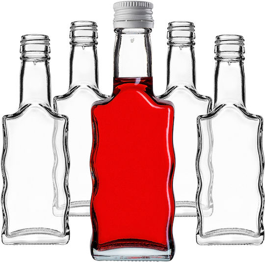 Glass Bottle Liqueur 200ml White Cap 5 Pcs