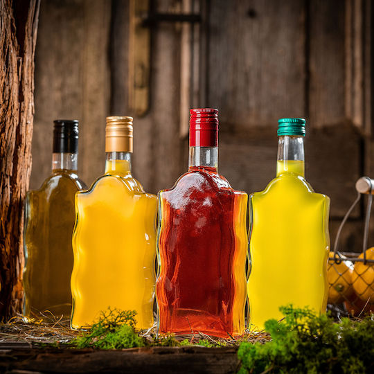 Glass Bottle Liqueur 500ml Red Cap 10 Pcs