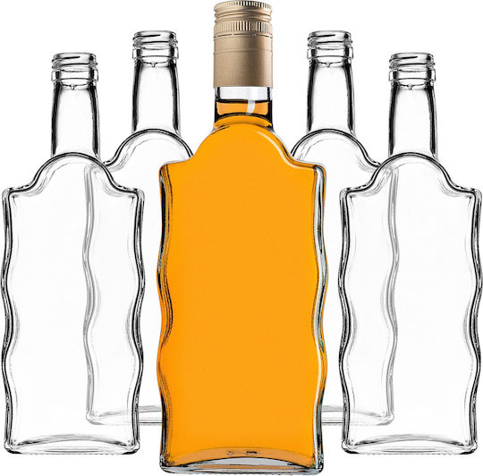 Sticlă Lichior din Sticlă 500ml Capac Lung Auriu 10 Bucăți