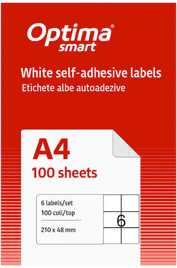 Optima Selbstklebende A4 Etiketten Rechteckige 210x48mm