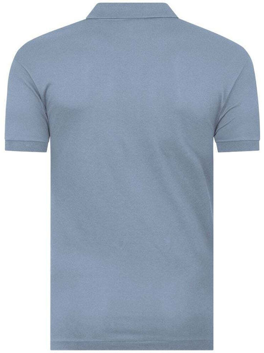 Polo Herrenbluse Kurzarm Hellblau