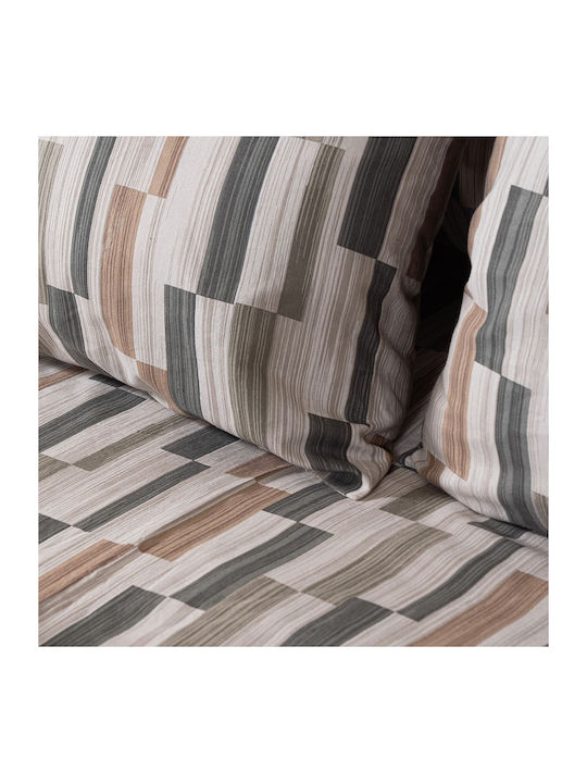 Beauty Home Flannel Duvet Cover Set 230x250cm Double with 2 Pillowcases Pinot Art 12632 Beige