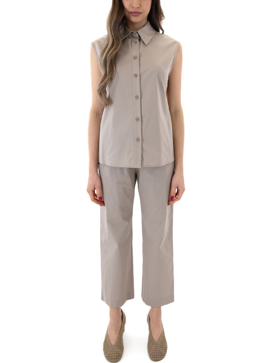 Damen Stoffhose mit Gummiband Beige