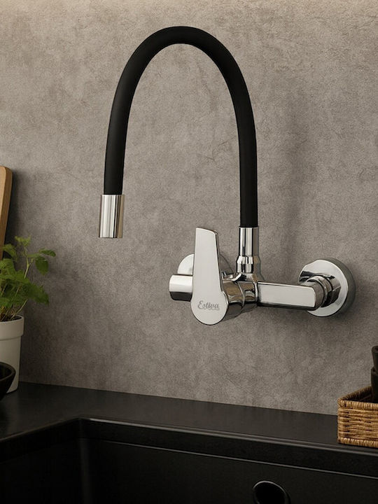 Estiva Aksa Kitchen Faucet Wall Flexible Black