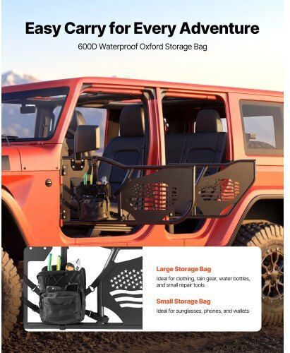 Vevor Jeep Tube Türen 4-Türer Kompatibel 2007-2018 Jeep Wrangler Jk Unlimited Stahl Off Road Vorder- und Hintertüren Rohrrahmen Halbtüren Dot Zertifizierte Seitenspiegel Aufbewahrungstasche Gummipads