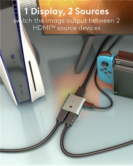 Goobay HDMI Switch 77791 2 In 1 8K/60Hz Gray DM130644