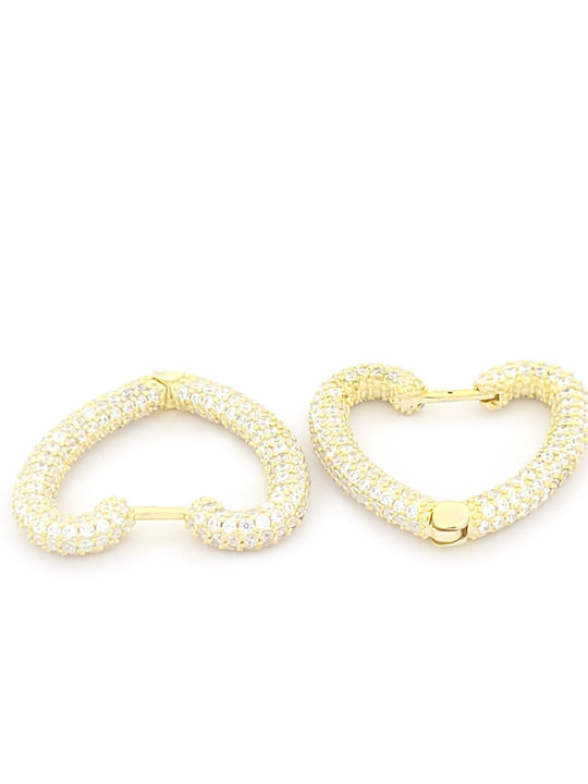 Earrings Hoops Gold Plated Silver with Stones