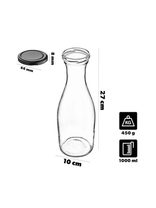 Kadax Kadax Glas Wasser Flasche Mit Schraube Deckel Transparent 1000ml