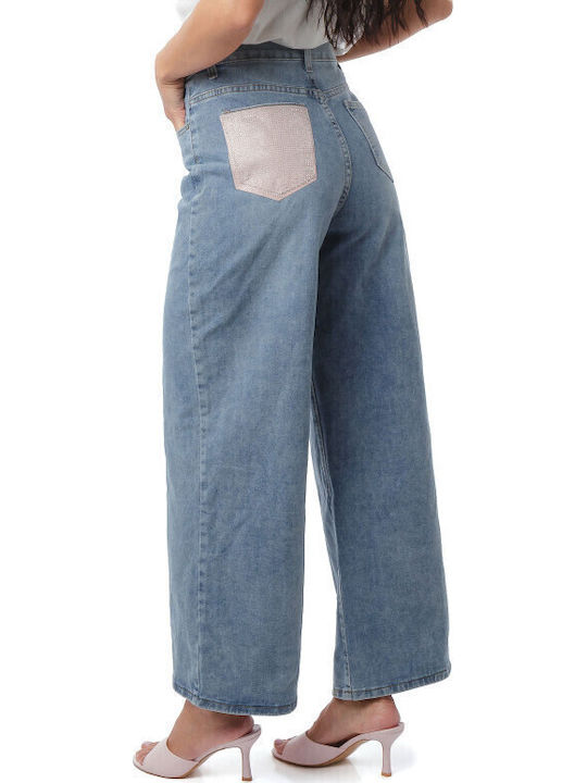 High Rise Women's Jean Pants in Wide Leg Style