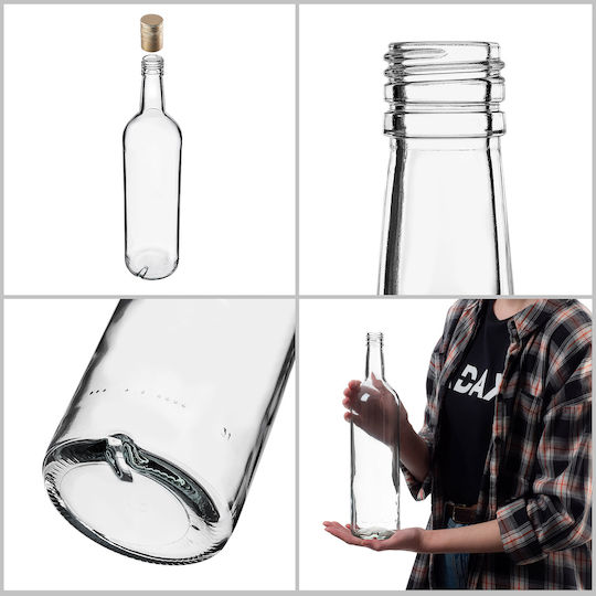 Glass Bottle 1000ml Long Golden Cap 1 Pc