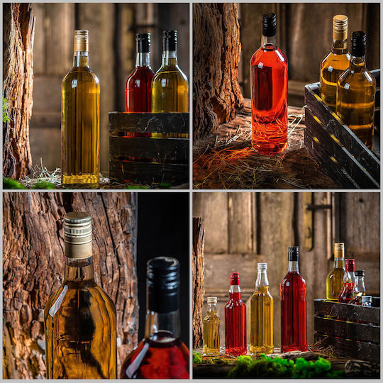 Glass Bottle 1000ml Long Golden Cap 10 Pcs