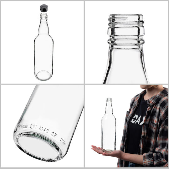 Sticlă 700ml Capac Negru 5 Bucăți