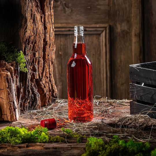 Glass Bottle 500ml Long Red Cap 10 Pcs