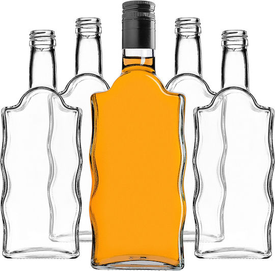 Glass Bottle Liqueur 500ml Long Black Cap 10 Pcs