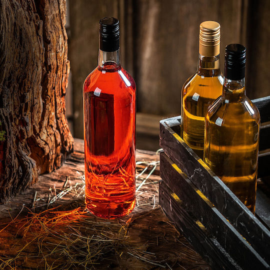 Glass Bottle 1000ml Long Black Cap 1 Pc