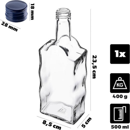 Glass Bottle Liqueur 500ml Navy Blue Cap 1 Pc