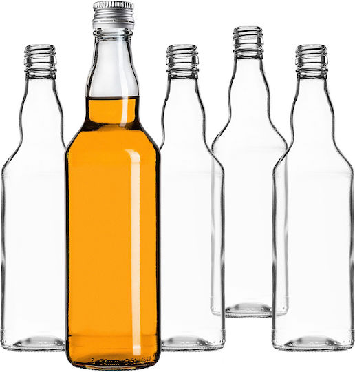 Glass Bottle 500ml Silver Cap 10 Pcs