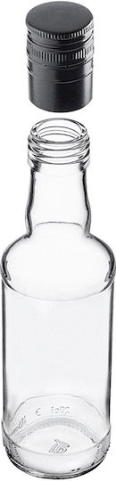 Glass Bottle 200ml Long Black Cap 1 Pc