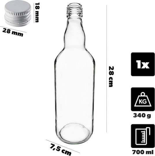 Glass Bottle 700ml White Cap 1 Pc