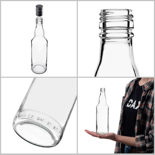 Kadax Glasflasche 500ml Lange Schwarze Kappe 10 Stück