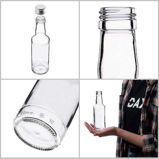 Glass Bottle 200ml Silver Cap 10 Pcs