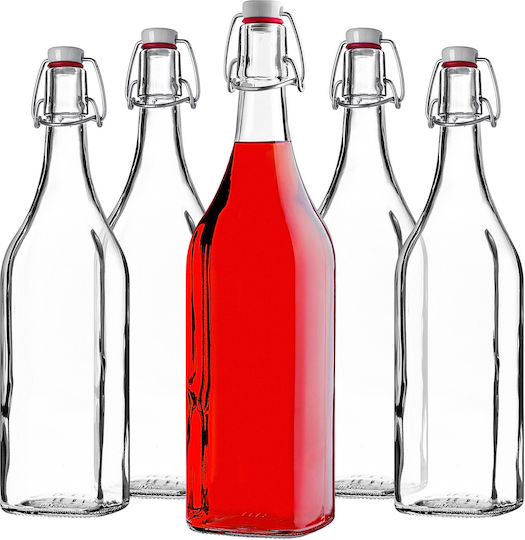 Glass Bottle 1l 1000 Ml Liqueurs Wine Drinks Mechanical Cork
