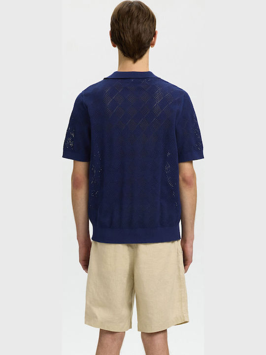 Polo Bluza Tricou Cu Mânecă Scurtă Albastră