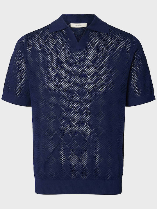 Polo Bluza Tricou Cu Mânecă Scurtă Albastră