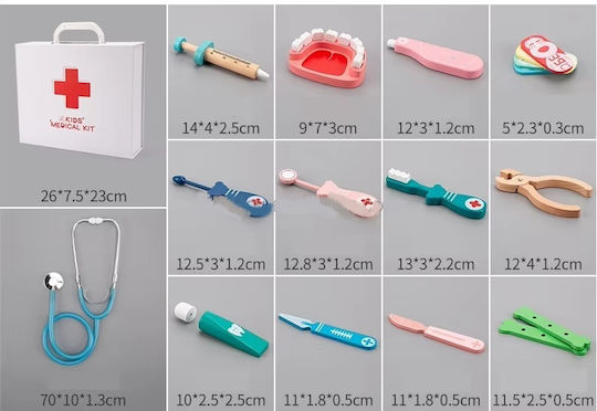 MalPlay Set Medical Pentru Copii Din Lemn Pentru 3+ Ani 20 Bucăți