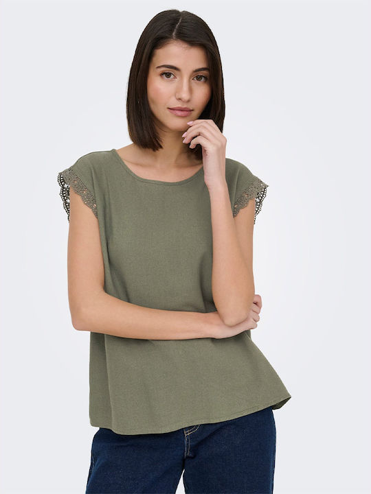 Women's Blouse Short Sleeve Khaki