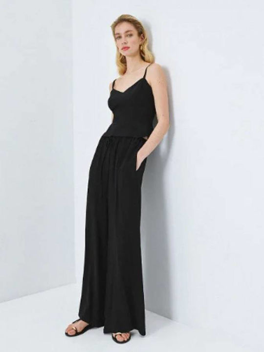 Women's Blouse with Spaghetti Straps Black