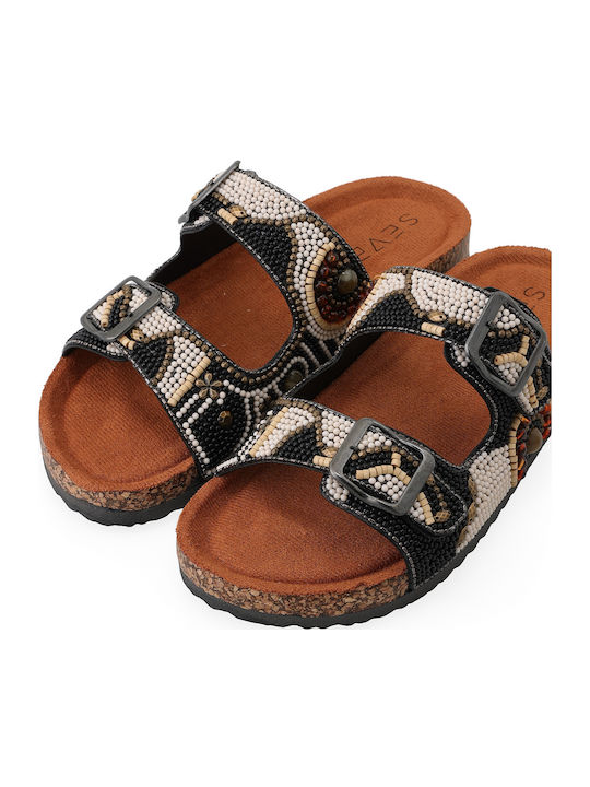 Damen Flache Sandalen Schwarz