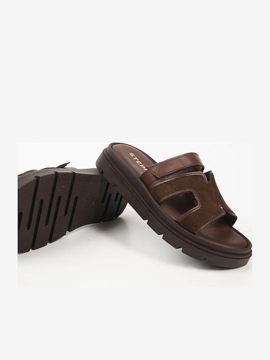 Leather Women's Anatomic Flatforms Brown Sandals