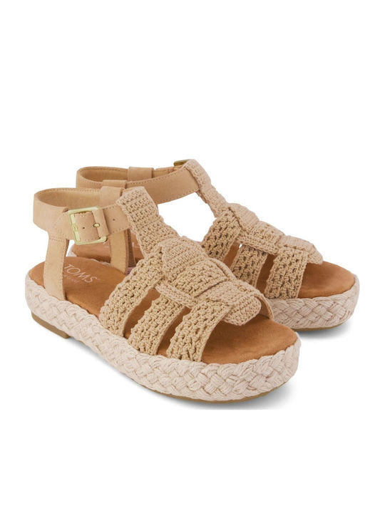 Δερμάτινα Γυναικεία Σανδάλια Flatforms Καφέ