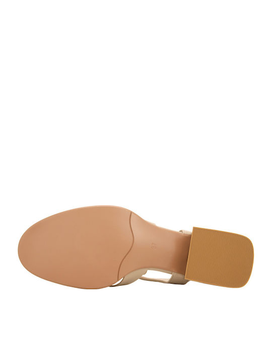 Nara Leder Flache Sandalen für Damen Beige