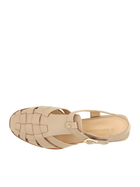 Nara Leder Flache Sandalen für Damen Beige