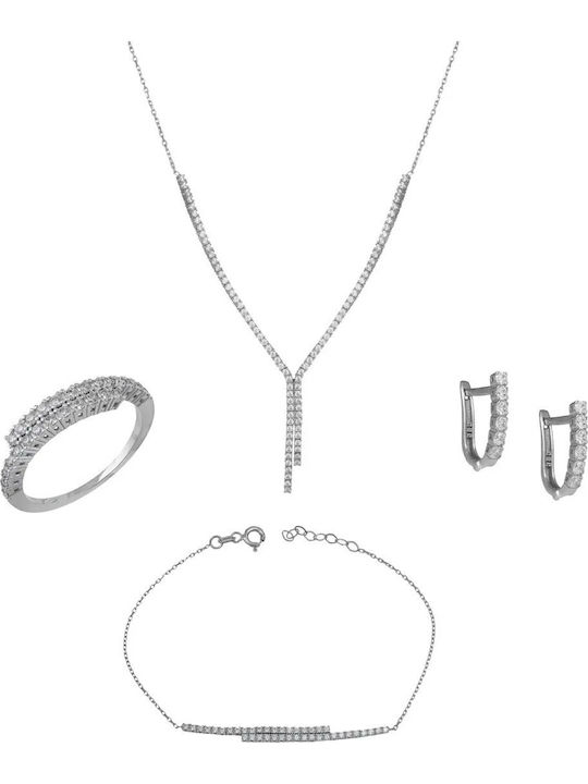 Set with Necklace Earrings Ring & Bracelet from 14K Gold with Stones