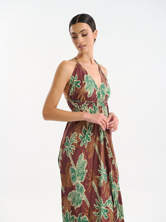 Summer Midi Dress Brown/Green
