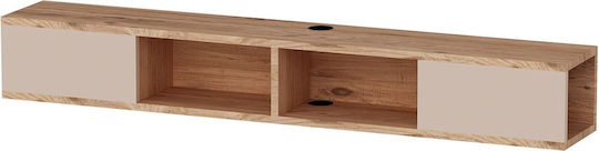Stewehome Wall-Mounted TV Stand Natural Wood and Beige Details