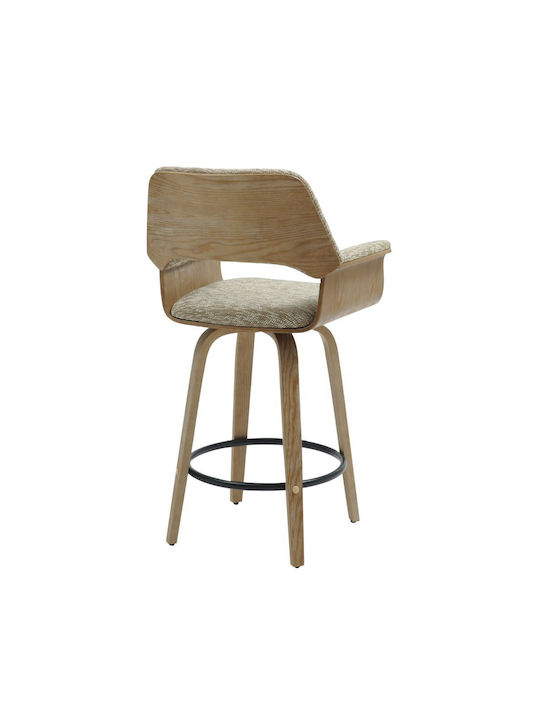 Bar Stool with Backrest Upholstered with Fabric Clipp Whitewash 2pcs