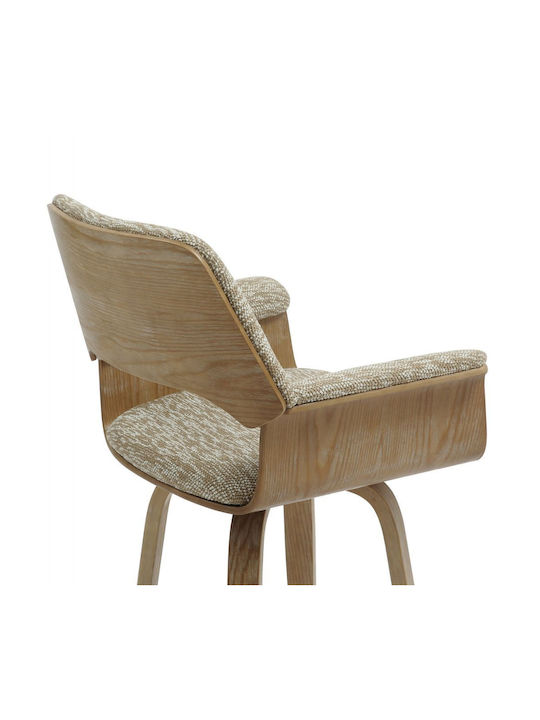 Bar Stool with Backrest Upholstered with Fabric Clipp Whitewash 2pcs