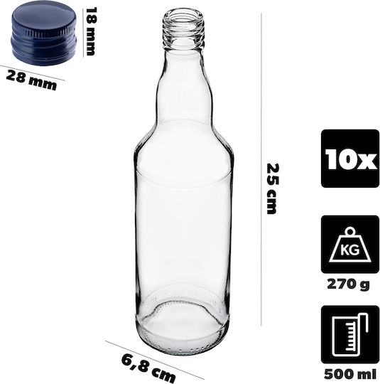 Glass Bottle 500ml Navy Blue Cap 10 Pcs