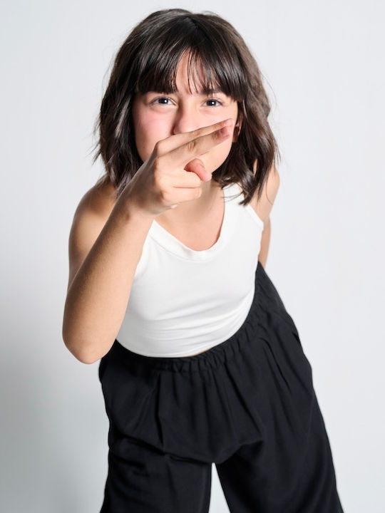Kinderoberteile Crop Top Ärmellos Ecru