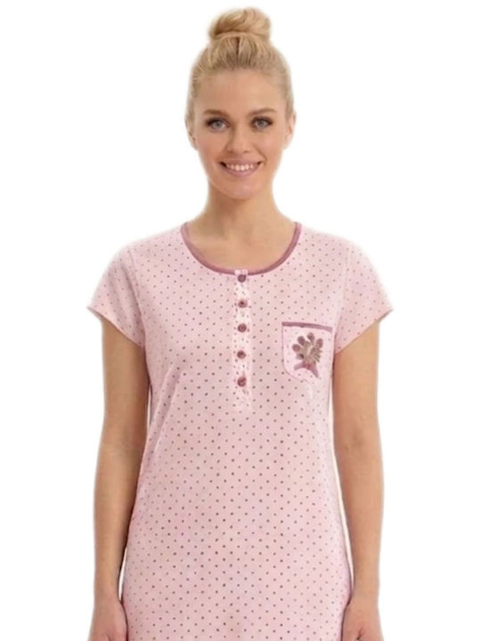 Caress Sommer Baumwoll Nachthemd für Damen Weiches Rosa
