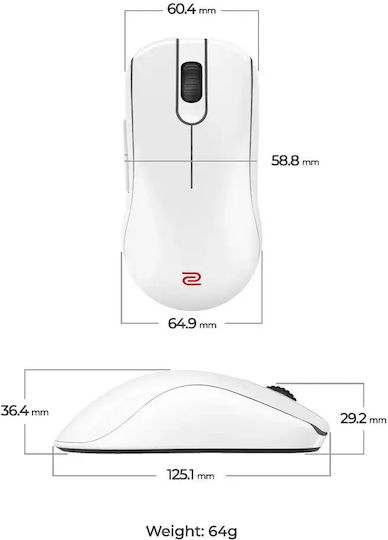 Zowie FK2-DW 4K Ασύρματο Gaming Ποντίκι Λευκό