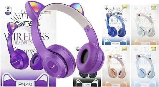 Cat Ear 108484 Ασύρματα Bluetooth Παιδικά On Ear Ακουστικά Μωβ
