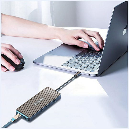 4Smarts SmartDock Dock / USB-C Docking Station με HDMI/DisplayPort 4K PD Ethernet και σύνδεση 2 Οθονών Μαύρο