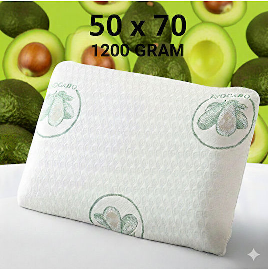 Stewehome Set of 3 Bed Pillows Avocado Visco Cotton Made With Neck Support and Zipper Green 50x70cm