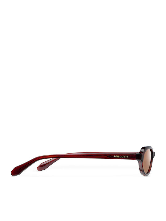 Meller Luma Unisex Sunglasses with Red Horn-Rimmed Frame and Red Polarized Lenses